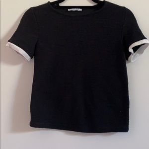 Black and white tweed top